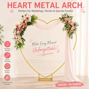 Heart Shaped Metal Arch Stand 78.7 x 78.7 Inch Gold Wedding Backdrop Frame Balloon Arch for Party Proposal Bridal Shower Birthday Decoration