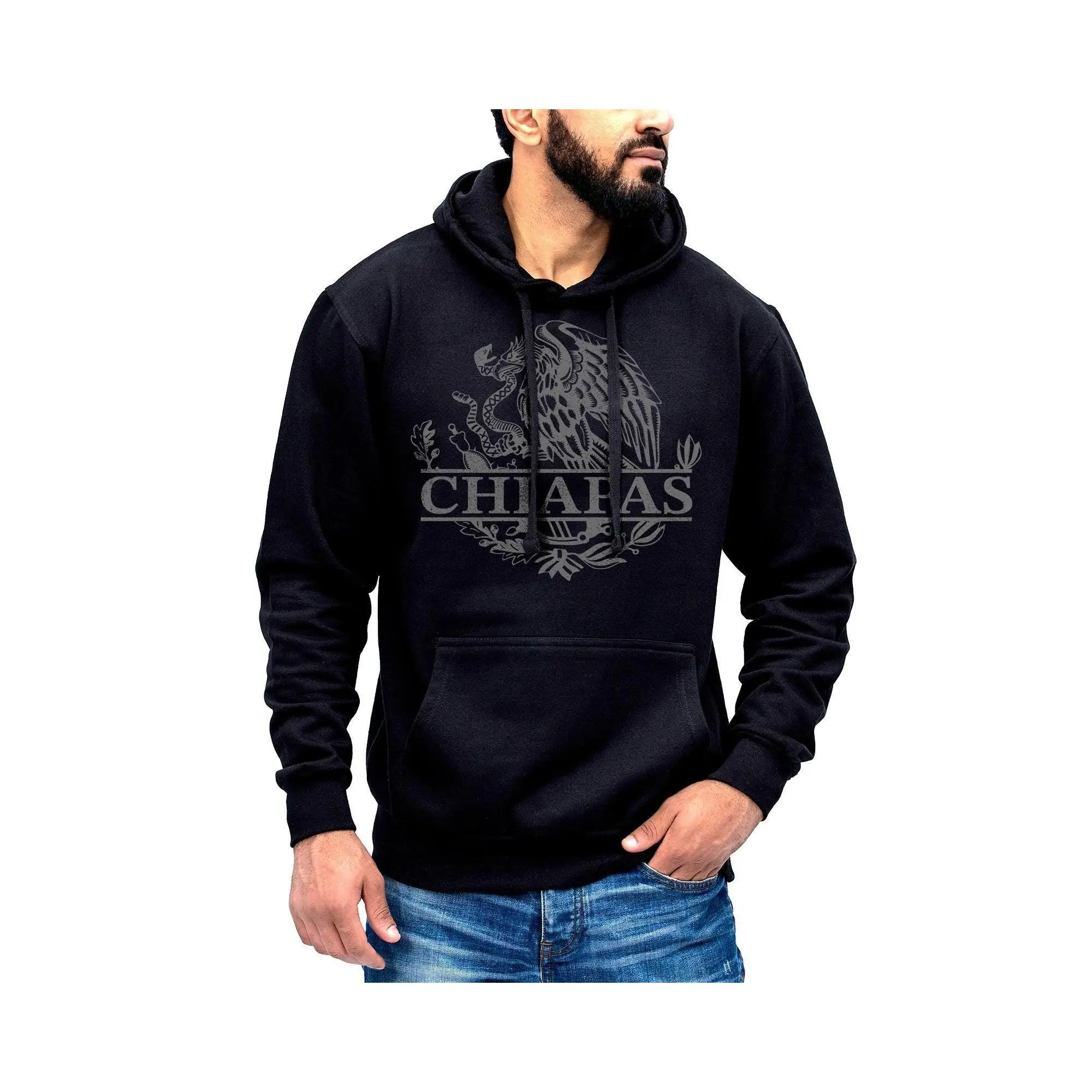 Chiapas Mexico Eagle Emblem Hoodie Sweatshirt Cotton Fabric