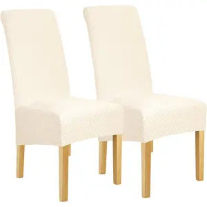 XL Size Stretch Chair Covers for Dining Room Large Dining Room Chair Slipcovers Dining Chair Covers Reusable Parsons Side Chair Slipcover Soft Protector Set of 2,Cream