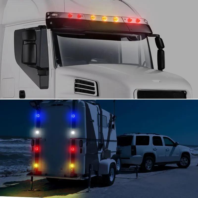 2PCS LED Truck  Side Marker Lights 12V/24V Waterproof Amber Glass Clearance Lights for Trailer, Lorry, Pickup – Turn Signal Indicator Watermelon Design Car Chassis Lamp   Truck accessories