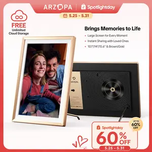 ARZOPA Digital Photo Frame 10.1/14/15.6 Inch Share 120s Videos &Photos Anywhere Touch Screen WiFi Digital Picture Frame Smart Frame Video Frame Home Decor Free Unlimited Cloud storage