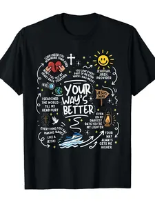 Your Way'S Better Christian Quote Faith Bible Verse T-Shirt His Way Is Better 220Gsm Round Neck Short Sleeve Casual Henley Shirt Men T-Shirt