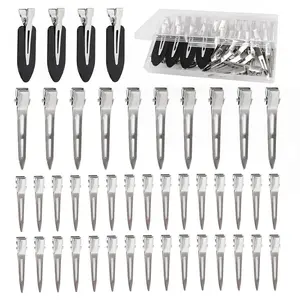 Women's Styling Hair Clips, 44pcs Metal Duck Feather Curling Hair Clips, Salon Makeup Dye Silver Color, Duck Bill Hair Clips, Duck Clips For Hair