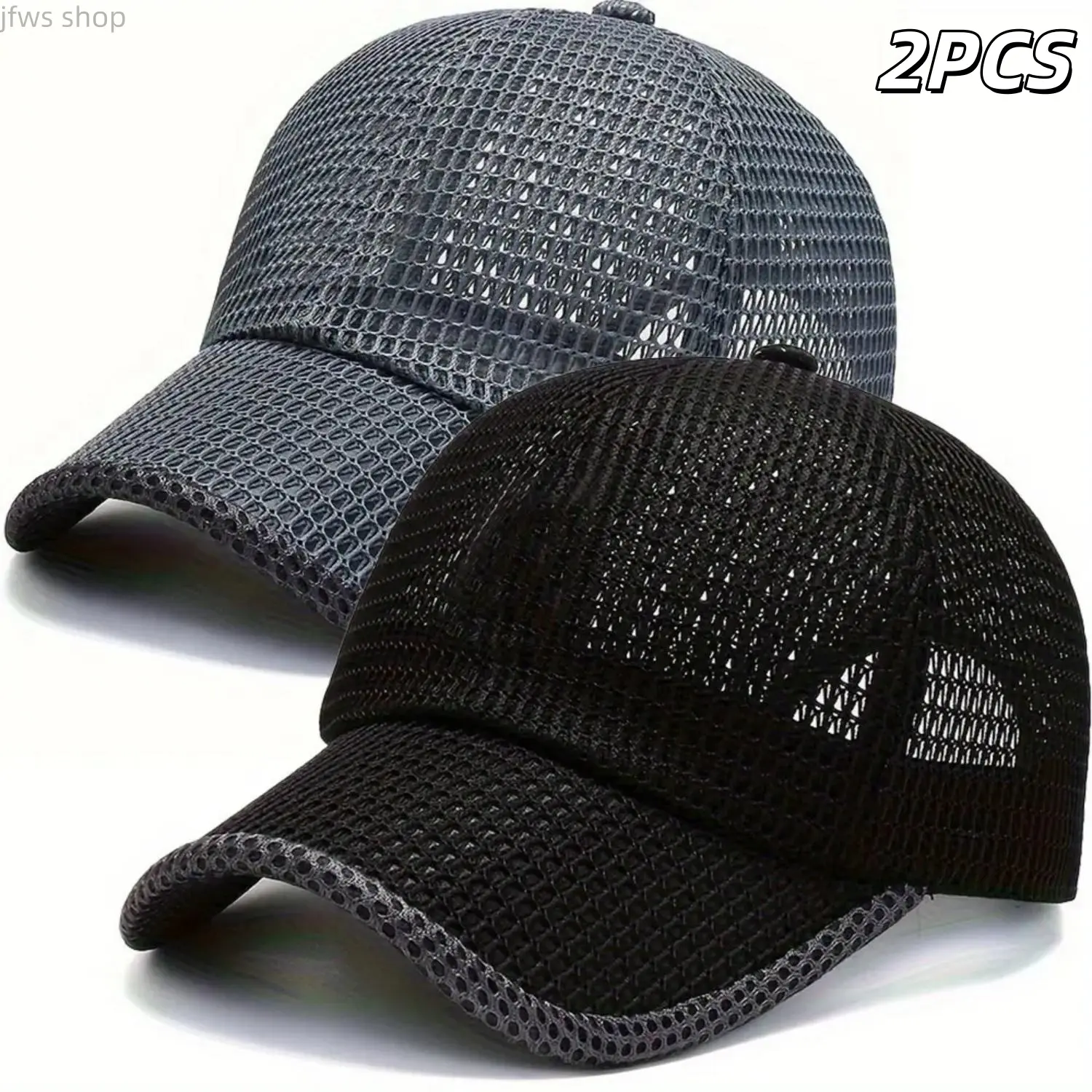 2Pcs Mens Breathable Mesh Trucker Hat Adjustable Cotton Snapback Cap Summer Sunscreen Duck Tongue Headwear Universal Fashion Accessory for Outdoor Sports Daily Casual Wear Gift homedecor