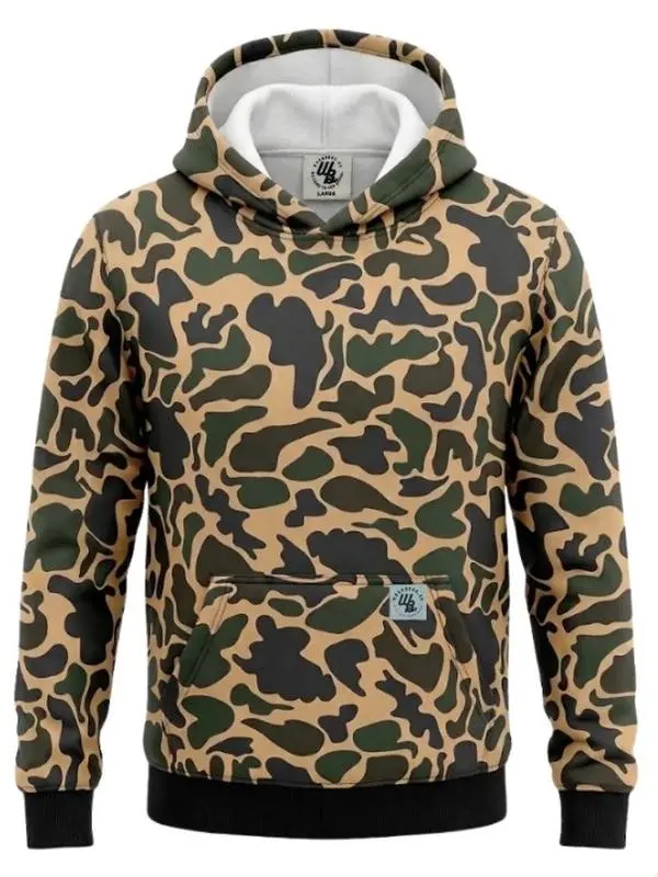 WoahBros Duck Camo FR Hoodie, Camouflage Workwear Pullover Sweatshirt, Outdoor Hunting Style Hoodie