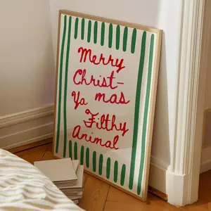 Funny Christmas Print, Merry Christmas Ya Filthy Animal Poster, Holiday Printable, XMas  PosterPrint, Holiday Decor Christmas poster  [NO FRAMED]