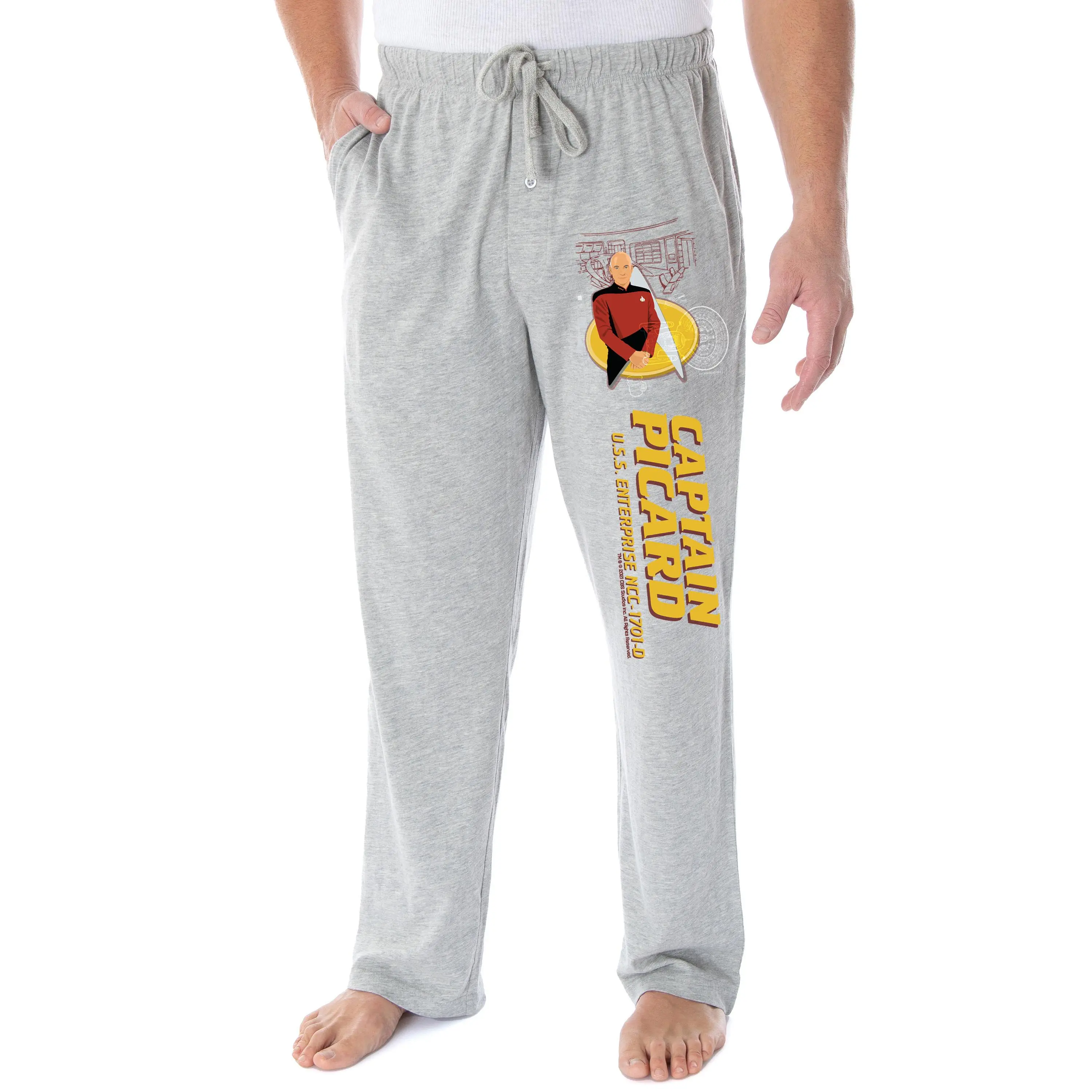 Star Trek The Next Generation Men's TNG Captain Picard USS Enterprise NCC-1701-D Lounge Pajama Pants