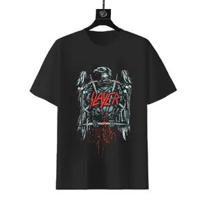 Slayer Eagle Warrior & Red Logo Graphic T-Shirt Thrash Metal Band Tee Shortsleeve Print Relaxed Fit