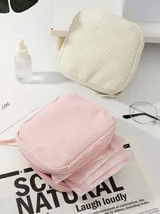 1pc Sanitary Napkin Storage Bag, Portable Storage Bag, Large Capacity, Simple Style, Used To Store Sanitary Napkins, Panty Liners And Tampons, A Necessity For Girls, A Good Choice For Going Out. Stripe Series Makeup Bag,Travel Essentials