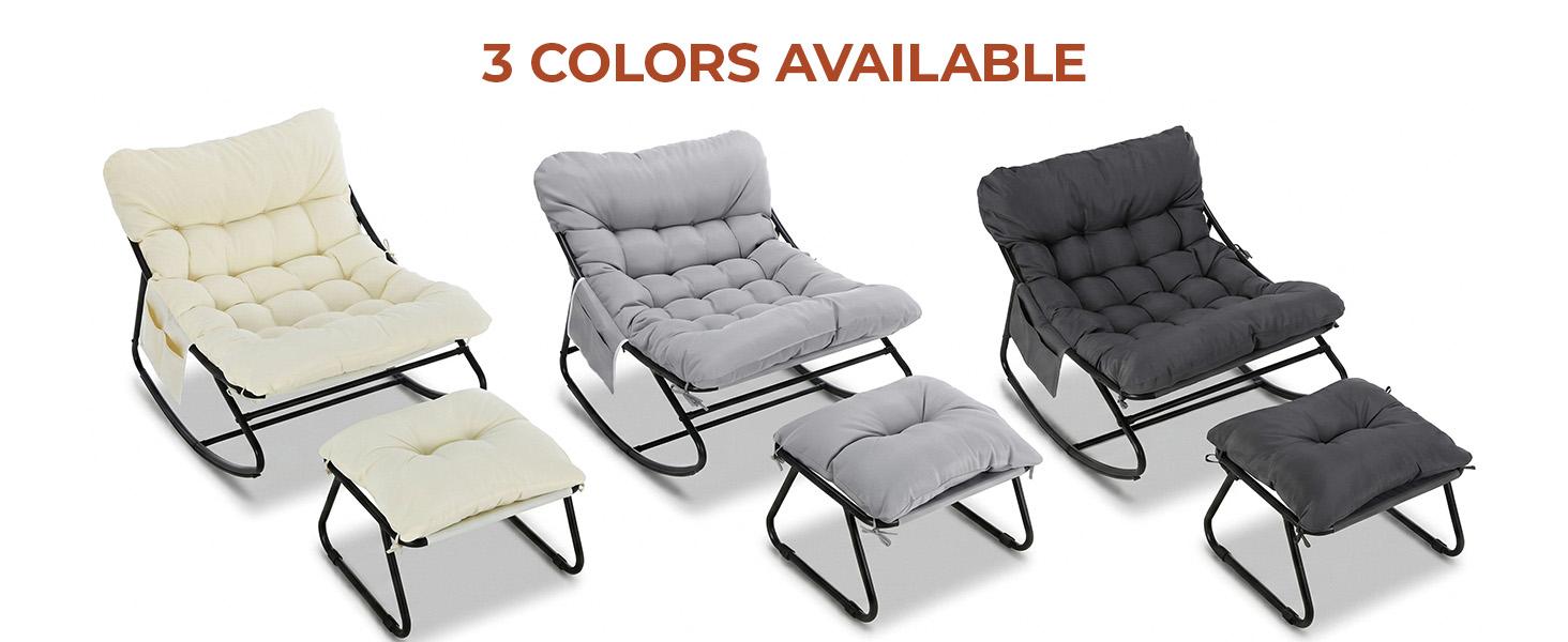 Arlopu Patio Papasan Outdoor Rocking Chair with Ottoman & Thick Cushions, Cozy Patio Lounge Chair for Porch, Garden & Backyard, home decor, camping essentials homeessentials