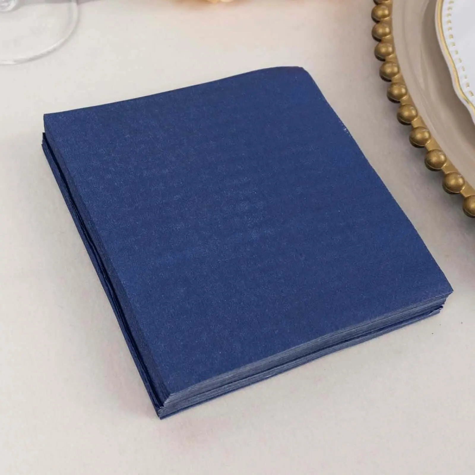 50-Pack 2-Ply Paper Beverage Napkins, 5"x5" Navy Blue 18GSM - Soft Disposable Cocktail Napkins for Party Supplies, Disposable Dinnerware