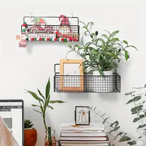 Durable Storage System Grid Shelf Combination Simple Black Universal Storage Box for Kitchen and Bathroom Bathroom Shelf Organizer