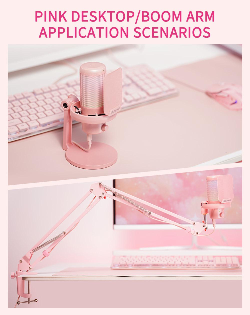 FEELWORLD VM1 White Gaming PC USB Microphone with Boom Arm Stand Noise Cancellation RGB Light Mute for Gamer YouTube Twitch Podcast Streaming Recording Chat PS4 PS5 FEELWORLD VM1 White Gaming PC USB Microphone with Boom Arm Stand Noise Cancellation RGB Light Mute for Gamer YouTube Twitch Podcast Streaming Recording Chat PS4 PS5