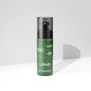 LIRAN Men's Styling Prep & Volumizing Mist Creates a matte finish with all-day hold. Powered by dual-action technology with porous volumizing silica and oil-control botanical complex, designed for voluminous hair care. featuring a fresh woody fragrance.
