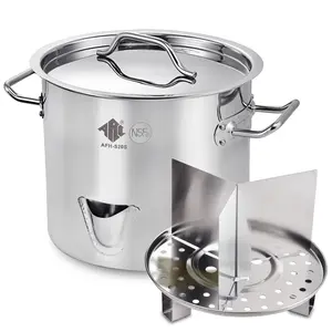 20/24/32QT Steamer Pot with Easy-fill Water Spout, Stainless Steel Seafood Crab Steamer with Divider and Rack