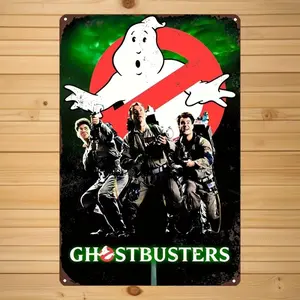 Vintage Ghostbusters Metal Sign, Retro Movie Poster Wall Decor, Rustic 2D Art for Home Kitchen Bar Outdoor Spaces