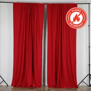 2 Pack 5ftx10ft Red Scuba Polyester Backdrop Drape Curtains, Durable Flame Resistant Event Divider Panels Wrinkle Free With Rod Pockets