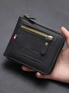 Men's Business Zipper Short Wallet, Fashion Spliced Design, Multi-Functional Coin Purse, Holds Credit Cards, ID, Coins, Gift for Boyfriend Father Son