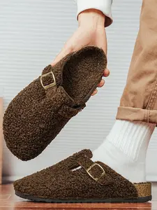 Unisex Faux Fur Slip-On Warm Slippers, Fluffy House Slippers, Plush Fashion Round Toe Low-Top Shoes, Ultimate Comfort Indoor Outdoor Home Shoes