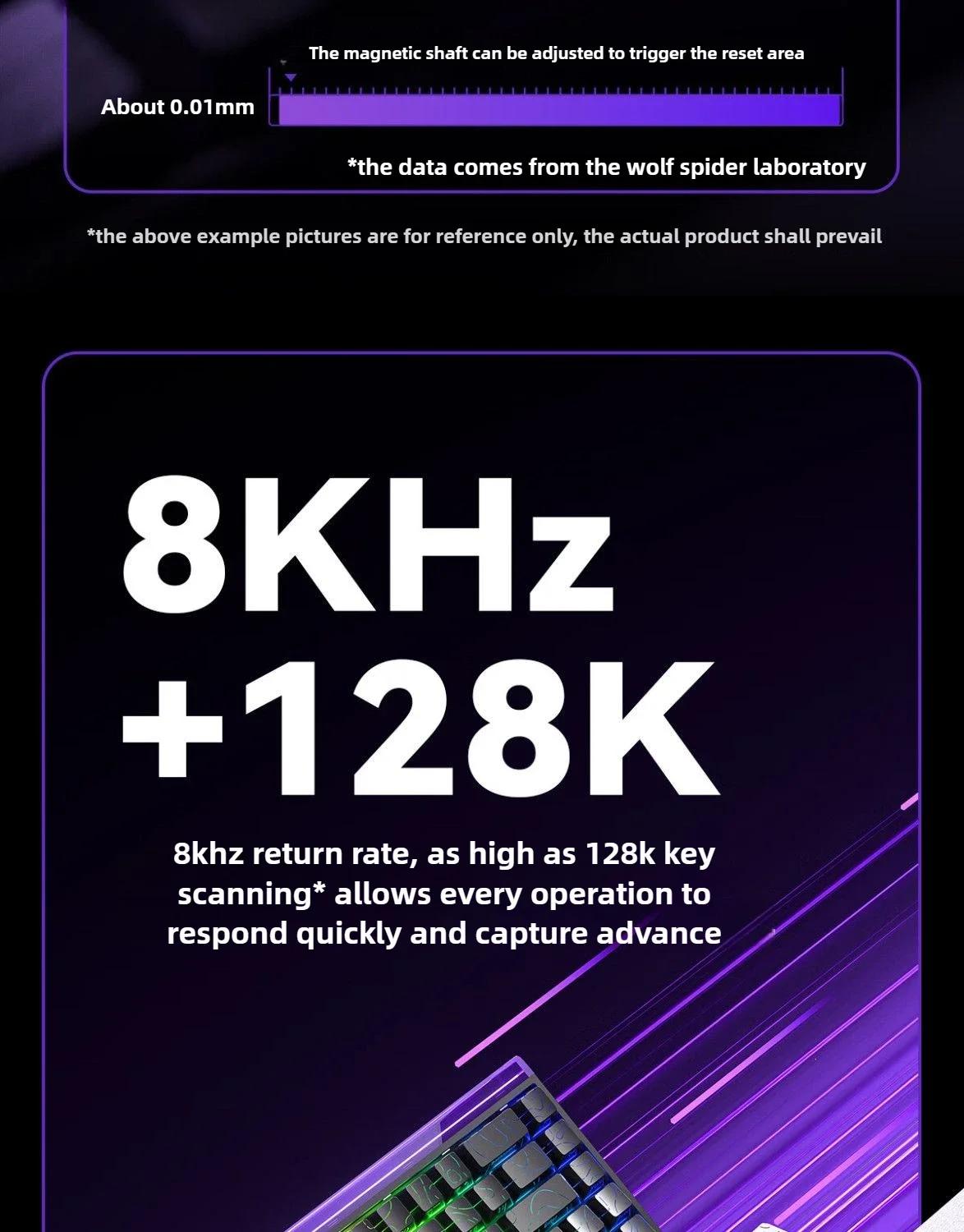 AULA HERO 68HE 60% Gaming Keyboard Wired Hall Effect Magnetic Switch with Adjustable Actuation Rapid Trigger Mode 8K Hz Polling Rate 0.125ms Latency Side Printed PBT Keycaps RGB Backlit