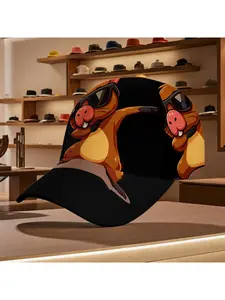 Cool Cartoon Beaver Baseball Cap with Sunglasses – Stylish Flat Bill Hats for Daily Leisure & Casual Wear, Perfect for Daily Outfits & All Seasons