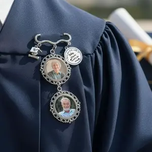 Graduation Memorial Photo Pin, Custom Tassel Broochs, In Memory Grad Gift for Him or Her