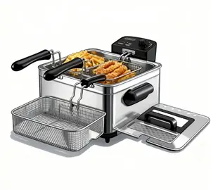 Ninja Electric Deep Fryer 2 Baskets 5L Oil Capacity Temperature Control Vented Lid View Window 4-Quart Air Fryer Multi Functionality Professional