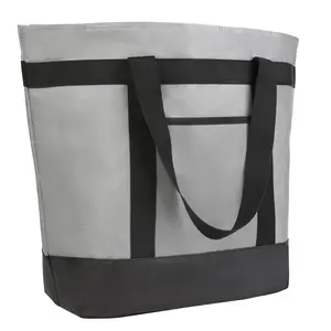 Insulated Reusable Tote Bag for Grocery Shopping for Women/Men, Pizza/Food Delivery Bag to Keep Food Cold/Hot for Uber Eats/Doordash/Grubub, Cooler bags for Travel/Beach/Picnic, Grey