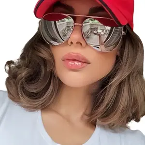 AVIATOR STAR Sunglasses Oversized Lightweight Rose Gold Metal Frames Silver Mirror Lenses