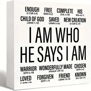 Christian Desk Square Foam PVC Desktop Decoration, Indoor Home Decoration, Inspirational Religious Decor for Home Office, Bible Verse Gift for Men Women