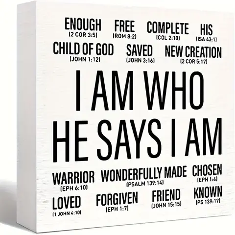 Christian Desk Square Foam PVC Desktop Decoration, Desk Sign, Decorative Sign, Desk Signage Decoration, Indoor Home Decoration, Home Decor Accessories, Inspirational Religious Decor for Home Office, Bible Verse Gift for Men Women
