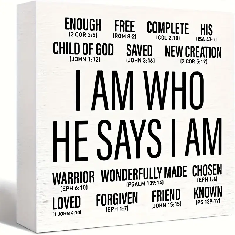 Christian Desk Square Foam PVC Desktop Decoration, Desk Sign, Desk Signage Decoration, Indoor Home Decoration, Home Decor Accessories, Inspirational Religious Decor for Home Office, Bible Verse Gift for Men Women