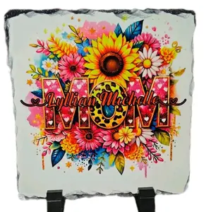 Personalized Rock Slate with Vibrant Floral Design and Customizable Text for Unique Gifts
