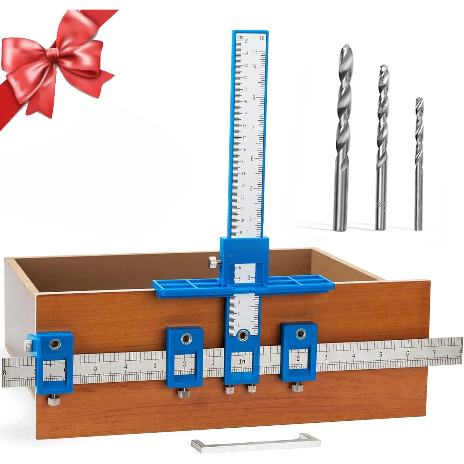 Cabinet Hardware Jig, Punch Locator Drill Guide,Wood Drilling Dowelling Guide for Installation of Handles Knobs on Doors and Drawer, Cabinet Template Tool for Handles and Pulls