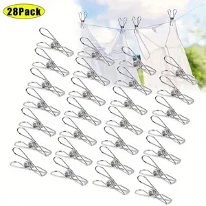 28Pcs/Set Heavy Duty Clothes Pins for Hanging Clothes,Stainless Steel Clothespins for Laundry,Metal Clothes Clips,Clothes Pegs,Halloween Party Gifts,Hand Tools Kits