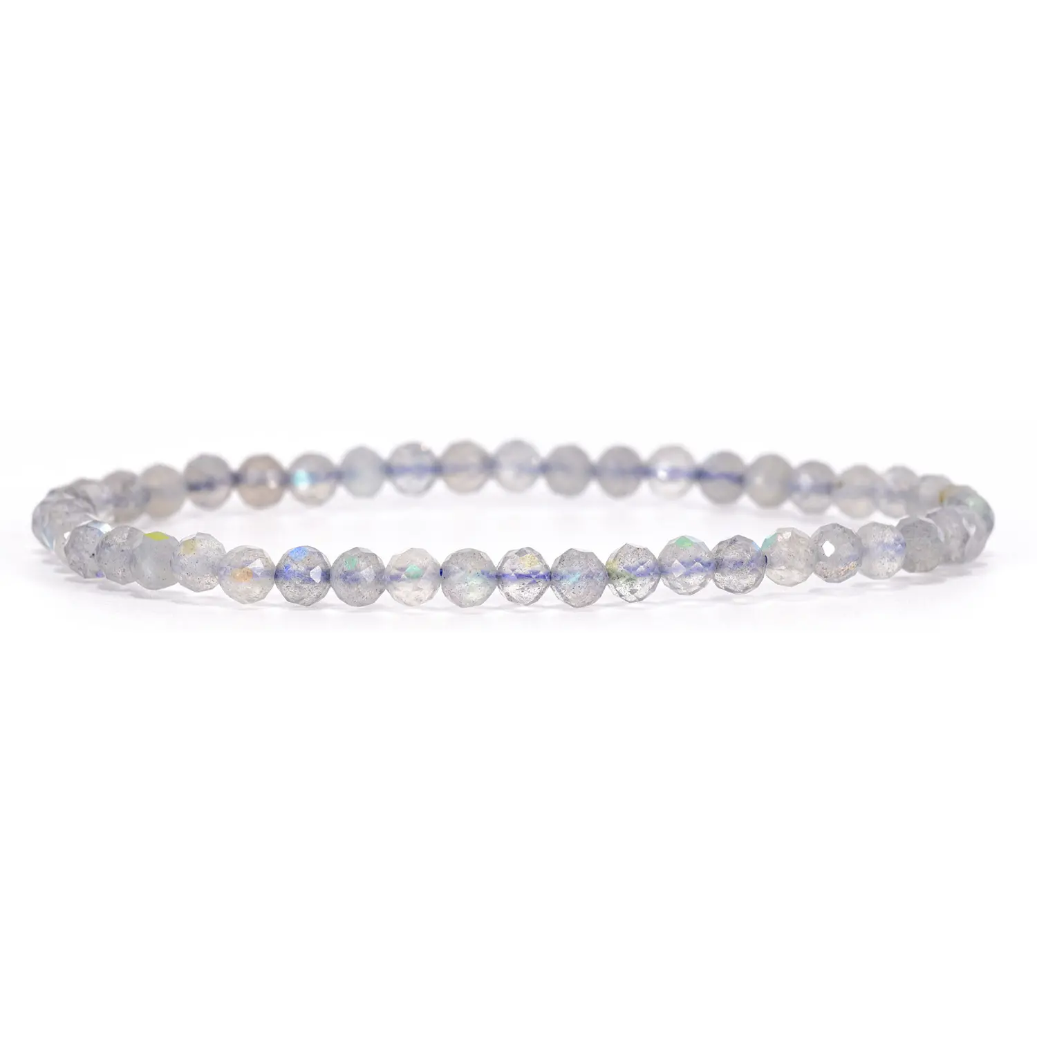Angelstones Natural Labradorite Gemstone Stretch Bracelet, 4mm Faceted Round Beads, Crystal Healing for Women