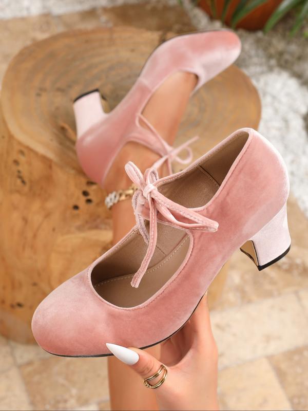Women's Vintage Elegant Velvet Mary Jane Shoes, Bow Tie Heart Buckle High Heels, Party Wedding Christmas Business Casual Summer Women's Vintage Elegant Velvet Mary Jane Shoes, Bow Tie Heart Buckle High Heels, Party Wedding Christmas Business Casual Summer