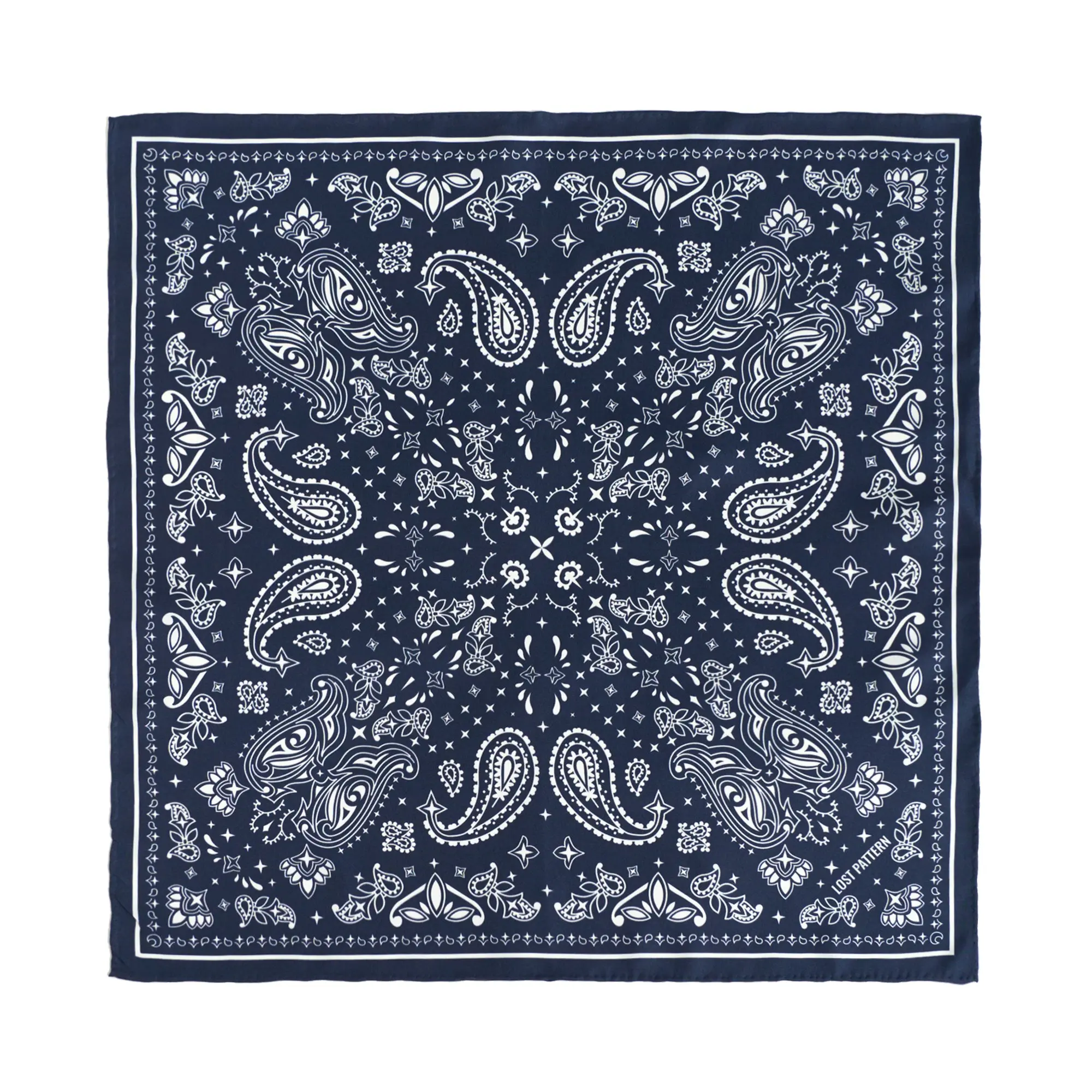 "Paisley" Silk Bandana Scarf - Midnight Blue