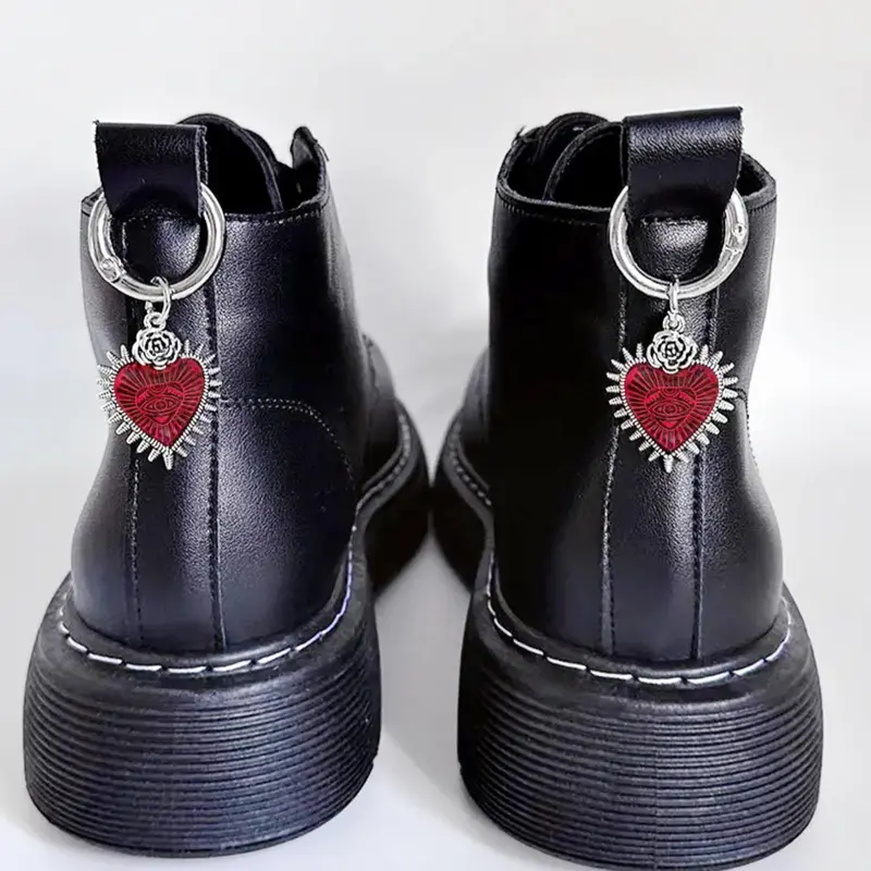 Punk Style Heart Shaped Eye Design Shoe Charms, Shoe Decor Accessory, Fashionable Gothic Style Shoes Decorations for Women & Men, Trendy All-match Footwear Accessories for Boots Decor