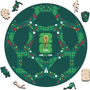 FIFA World Cup 2026 Official Puzzles - USA MEXICO Ball Wooden Puzzles for Adults, 200 Pieces Unique Shaped Football Puzzles, Sports Gift for Fans, Football Cups Memorabilia, 5MM Thick,11.8 X 11.8 Inch