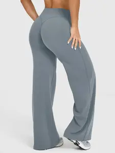 Women's Straight Leg Gym Yoga Pants Outdoor Running Sport Flare Long Pants No Chafing Line High Waist Loose Fit Outerwear Training Pants Sports Bottoms