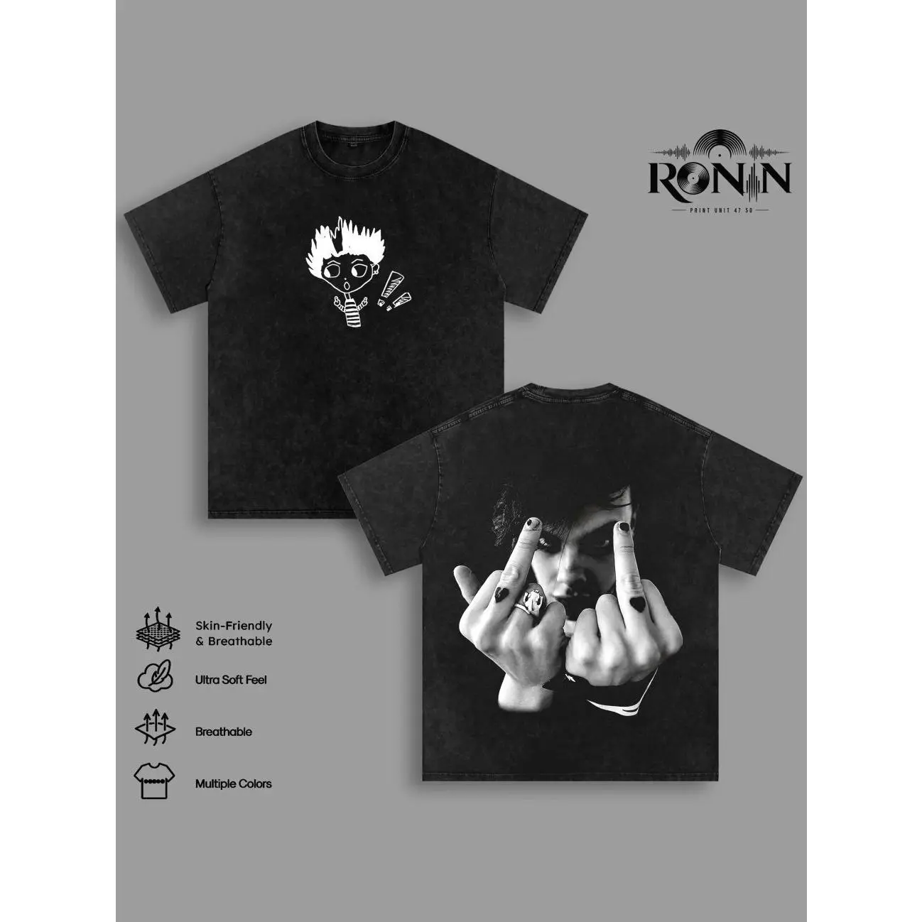 YUNGBLUD Vintage Washed Graphic T Shirt, Double Sided Alternative Rock Band Tee, Oversized Heavyweight Cotton Streetwear, Unisex Concert Music Fan Shirt 7ZL