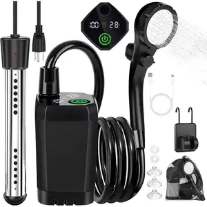 Portable Camping Shower with Heater, 6000mAh Rechargeable Portable Shower with 2000W Immersion Heater, LED Display, Heated Camping Shower for Travel, Hiking, , Pet
