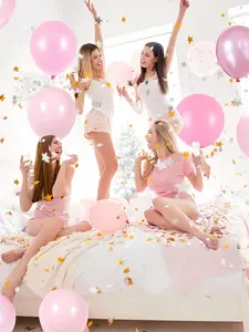 13/59PCS Pink Birthday Party Decorations – Happy Birthday Balloon Banner, 4D Round Foil Balloon & Pink Latex Balloons for Princess Theme Party