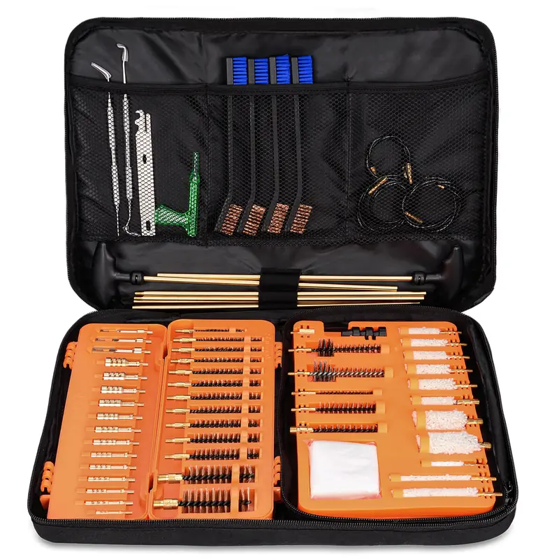 Portable Multi Tool Kit - Universal Sports & Outdoor Leisure Equipment Cleaning Set with Dense Bristles, 13 Brass Jags, 2 Chamber Brush, Mops, Rods, Ropes & Travel-Size Range Bag, Ideal Father’s Day Gift