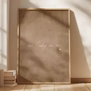 [Sale Up To 40% - Freeship] [Unframed] Tan Brown How Lucky Are We Wall Art Print, Neutral Minimalist Quote Print, Romantic Couples Anniversary Gift