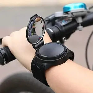 360 Degree Rotating Convex Mirror Bicycle Rearview Mirror, Lightweight, Acrylic Lens, Abs Shell, Wrist Strap & Arm Band, Safety Equipment for Biking, Road Bike