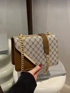 Mini Fashion Plaid Colorblock Stitched Crossbody Bag, Metal Chain Shoulder Bag, Flap Crossbody Purse, Stylish and Trendy Accessory for Everyday Use, Casual Crossbody Bags, Fashionable Daily Crossbody