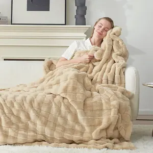 Fluffy Faux  Throw Blanket for Couch,Warm  Soft Beige Throw Blankets for Sofa Bed Living Room,50x60 Inches