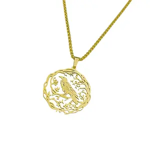 Luxury 18K Gold Finish Hummingbird Charm Necklace Stainless Steel Chain Gift